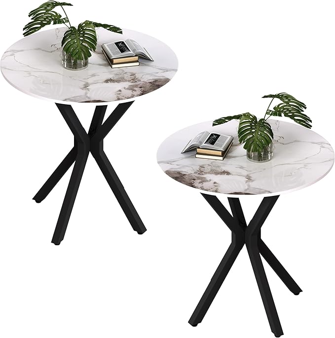 Round Side Table Set of 2, Modern Stylish End Tables by Goldfan