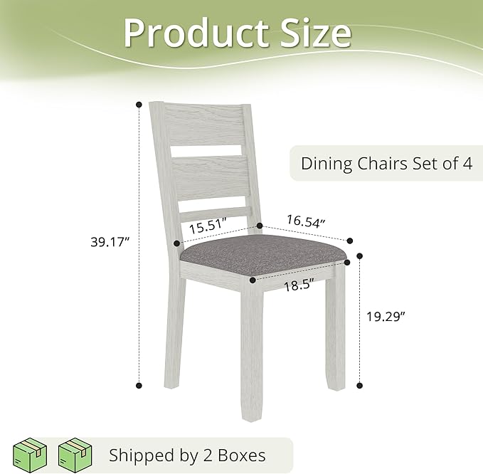 Dining Chairs Set of 4, Solid Wood Farmhouse Chairs - Image 2