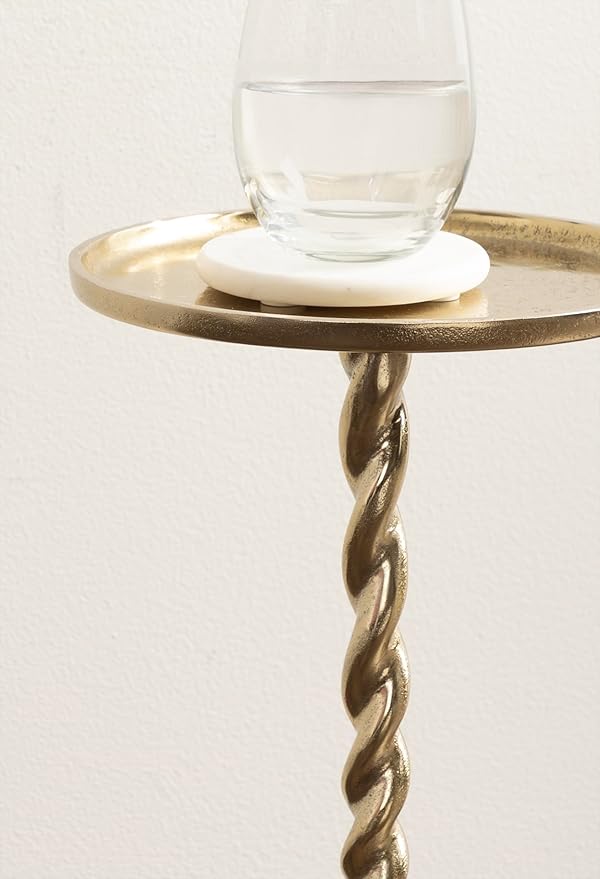 Kate and Laurel Ropa Transitional Round Pedestal Drink Table, Decorative Cast - Image 5