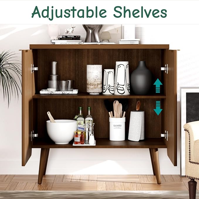 29.5" Sideboard Cabinet with 2 Doors, Modern Buffet Cabinet with Adjustable - Image 3