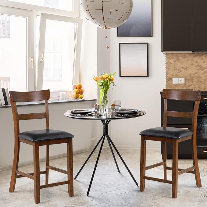 COSTWAY Bar Stools Set of 2, 25.5-Inch Counter Height Chair - Image 4