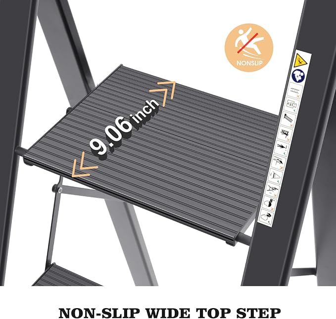 KINGRACK Aluminium 4 Step Ladder, Lightweight Step Stool - Image 2
