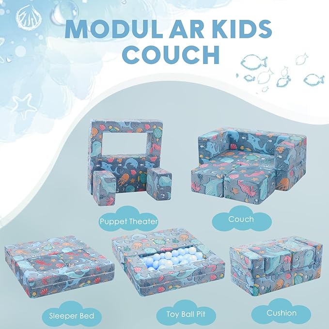 MeMoreCool Modular Kids Couch, Glow Play Toddler Couch - Image 9