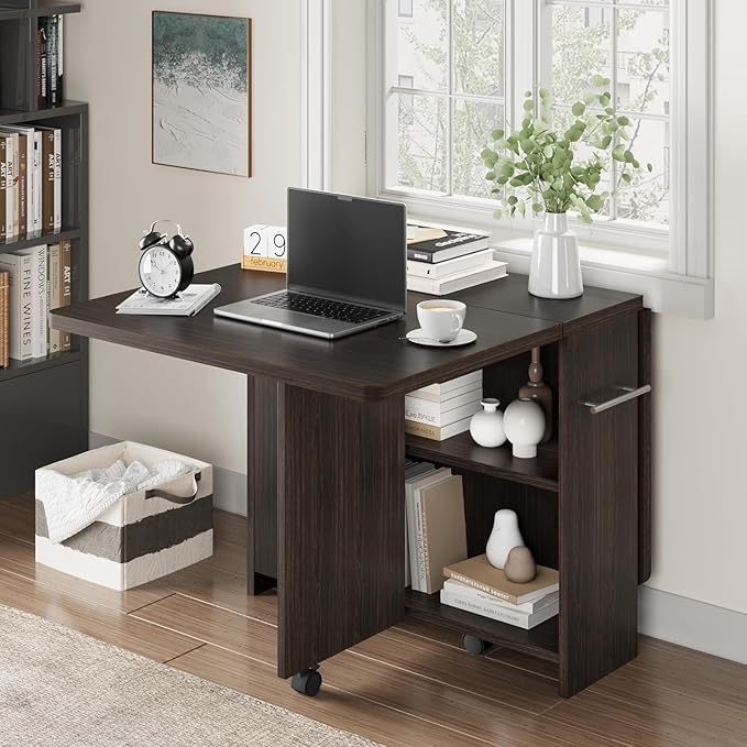 IDEALHOUSE Folding Dining Table, Drop Leaf Dining Table - Image 4
