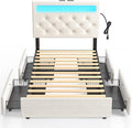 Rolanstar Twin Bed Frame with 4 Storage Drawers and Charging Station, Twin Bed by Rolanstar