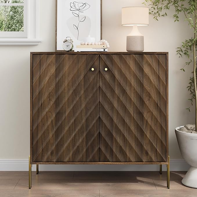 Smuxee Walnut Sideboard Cabinet, Freestanding Buffet Cabinet by Smuxee