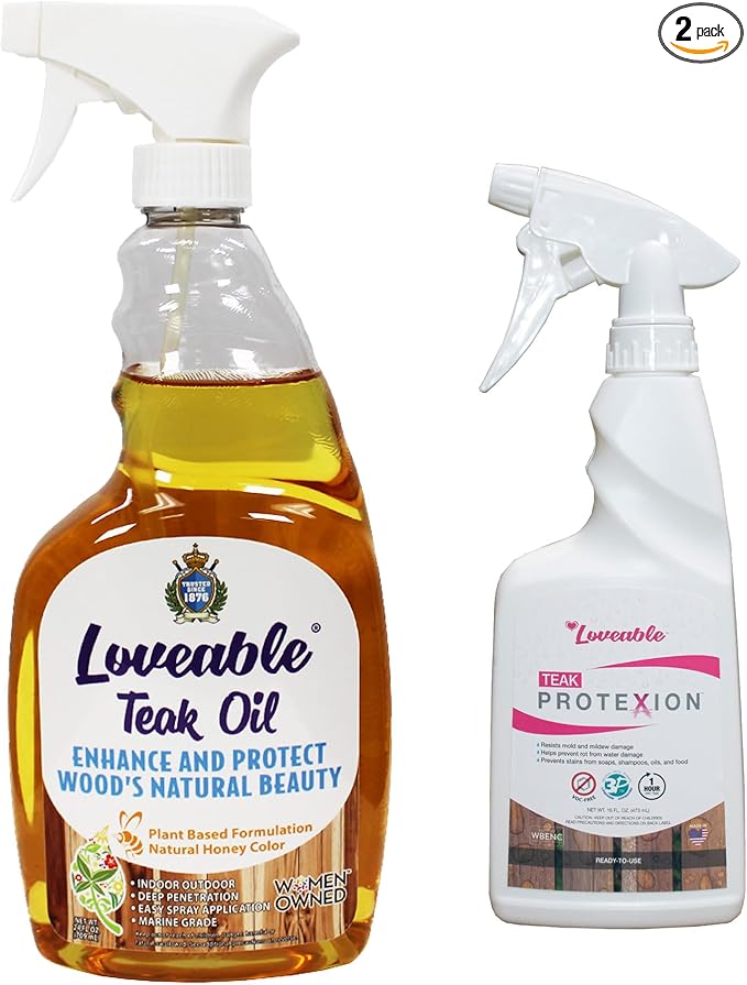 EcoDecors Loveable 24 oz Spray Bottle Teak Oil and Loveable Protection 16 oz by EcoDecors
