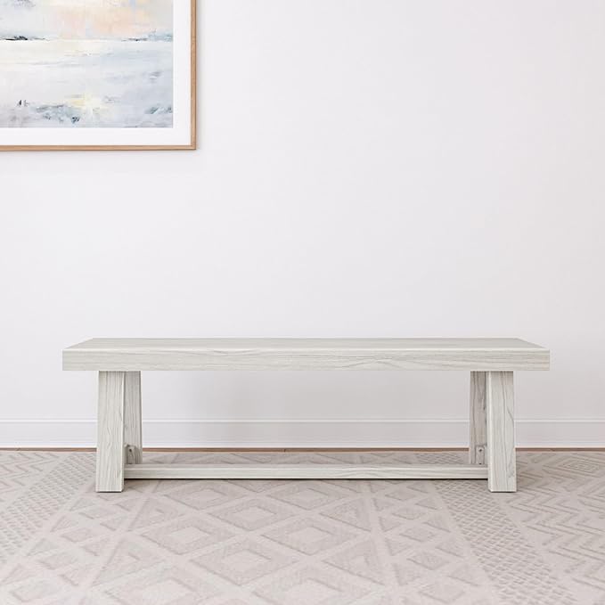 Plank+Beam 60 Inch Farmhouse Dining Bench, Solid Wood Entryway Bench, Wooden - Image 2