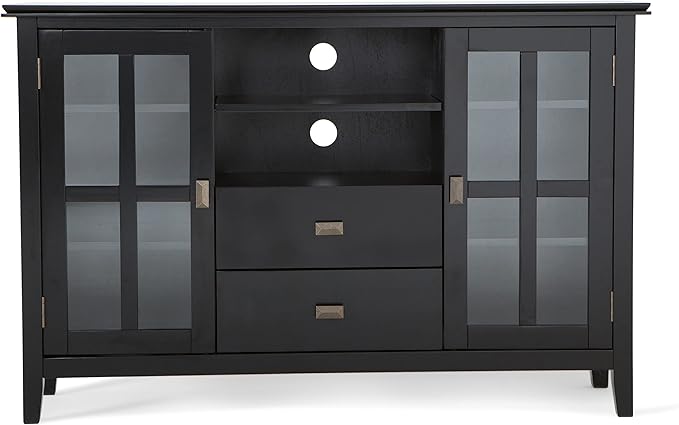 SIMPLIHOME Artisan SOLID WOOD 53 Inch Wide Transitional TV Media Stand in Black - Image 7