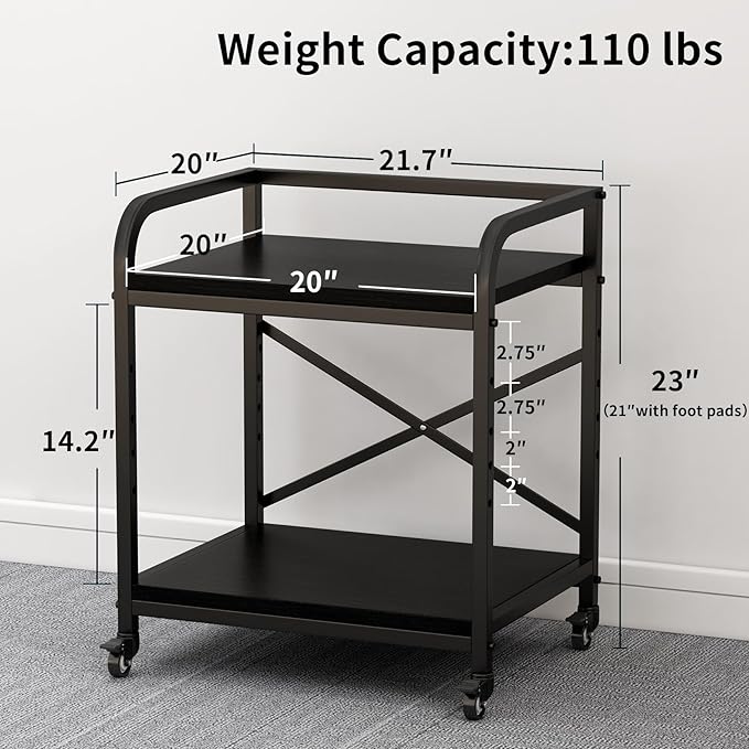 2 Tier Large Printer Stand, 20 x 20 Inches Printer Table - Image 4