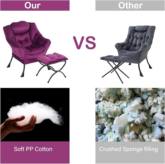 LITA Lazy Chair with Ottoman, Modern Accent Leisure Upholstered Sofa Chair - Image 6