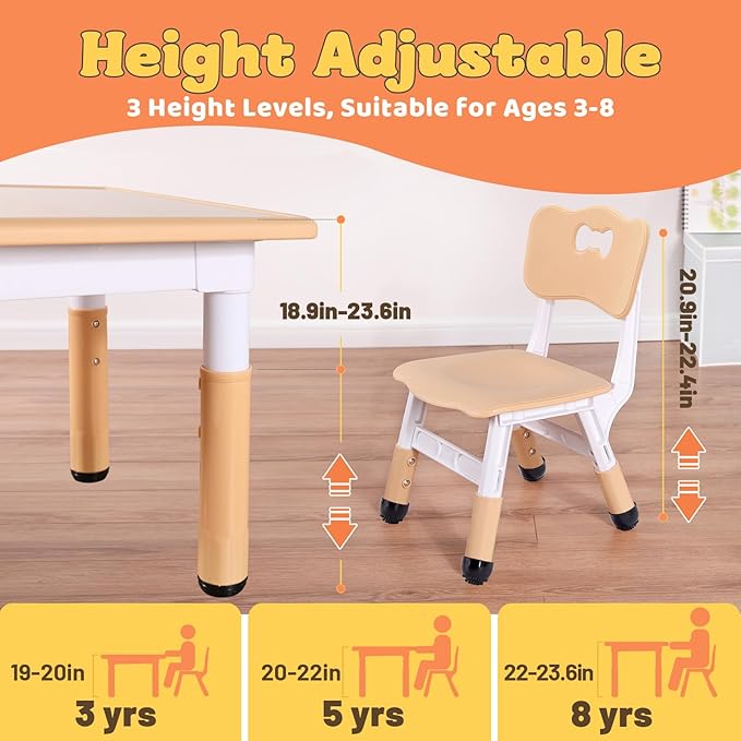 FUNLIO Kids Table and 4 Chairs Set - Image 3
