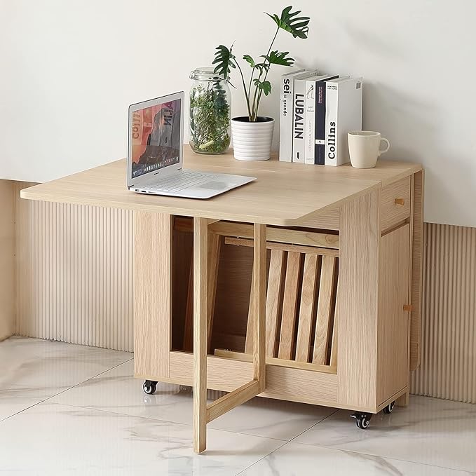 Wood Drop Leaf Folding Dining Table - Image 6