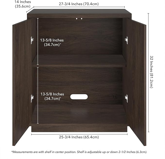 Henn&Hart 28" Wide Rectangular Accent Cabinet in Brown, - Image 3