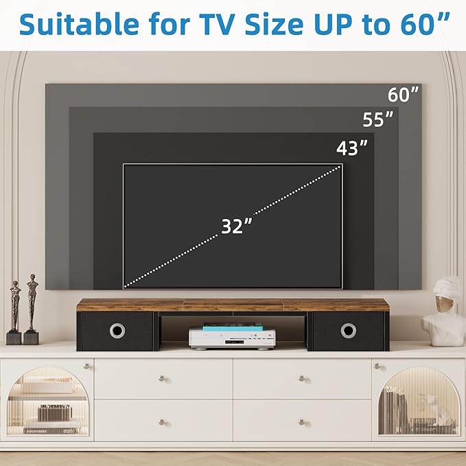 45" Large TV Riser with Fabric Drawers - Image 5