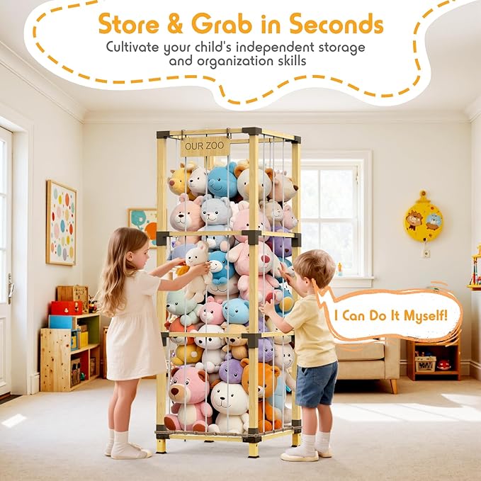 200L Stuffed Animal Zoo Storage, 3-Tier Extra Large Stuffed Animal Holder - Image 5