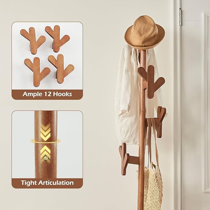 CozyDH Solid Wood Coat Rack Freestanding - Image 6