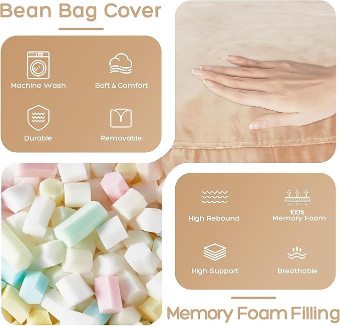 HABUTWAY Bean Bag Chair: Giant 4' Memory Foam Furniture Bean Bag Chairs - Image 5