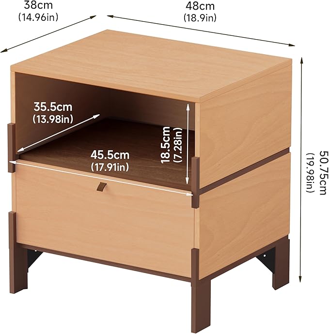 SBS-AL-21-1 Sebastack Night Stand, Customizable 2 Drawers Bedside Table - Image 2