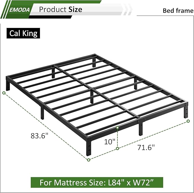 EMODA 10 Inch California King Bed Frames Heavy Duty Metal Cal King Platform - Image 3