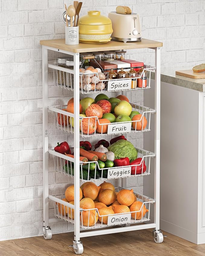 Fruit Vegetable Basket for Kitchen Pantry Storage Organizer, 5-Tier Metal by CHLORYARD