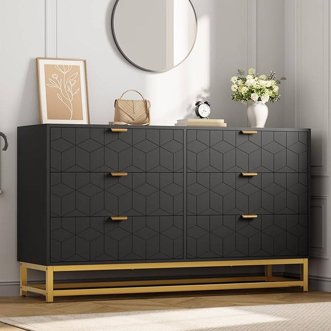 Dresser for Bedroom, 53.5" Large Dresser Organizer, 6 Drawer by GAOMON