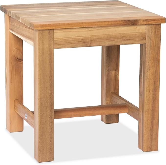 12 Inch Wooden Step Stool, Small Nature Beach Chair Under Desk, Indoor Acacia by VICTORYRELAX