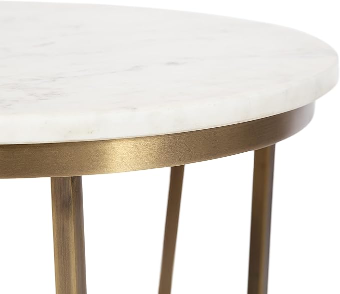 Kate and Laurel Solvay Round Metal and Wood Side Table, Walnut and Antique Brass - Image 7