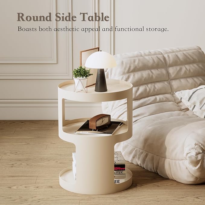 XIV Side Table, Round End Table, Modern Nightstand, Metal Accent Table - Image 6