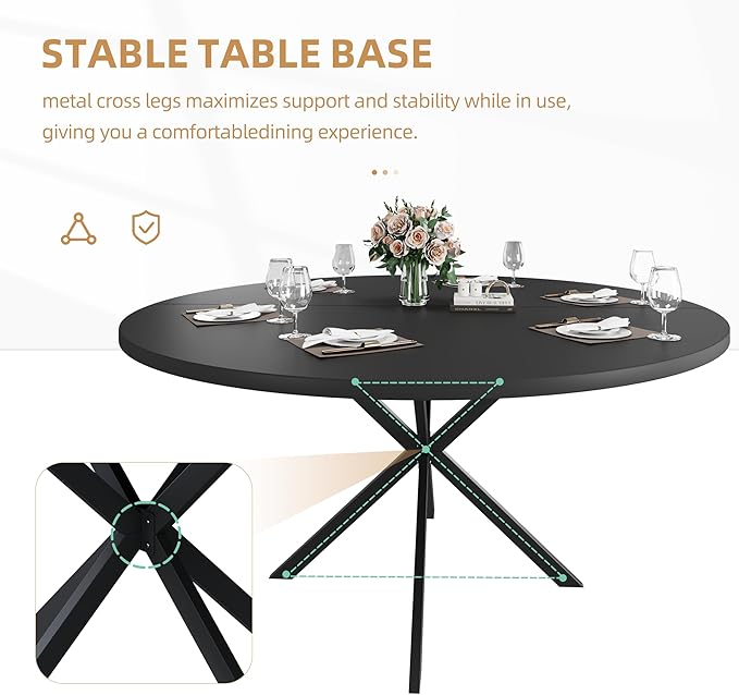 47.24" Round Dining Table for 4-6 Person, Round Kitchen Table - Image 4
