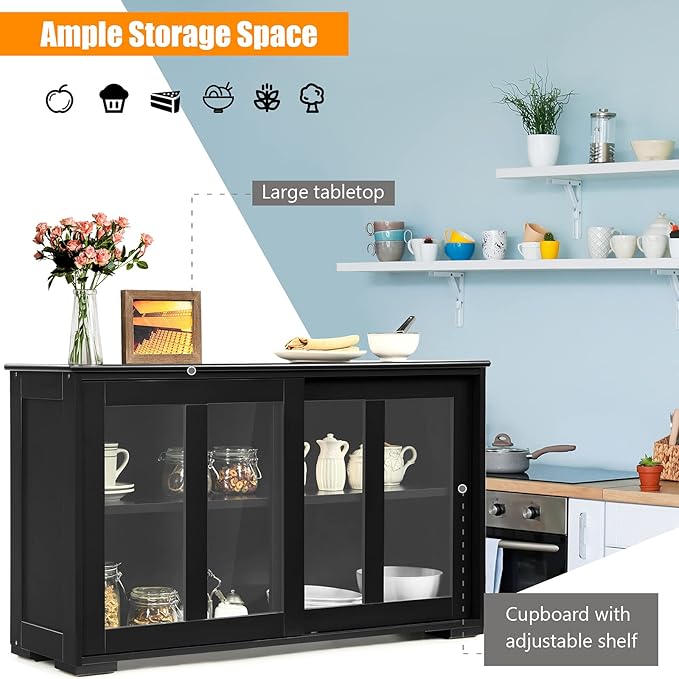 Costzon Sideboard Buffet Cabinet, Wooden Kitchen Storage Cabinet - Image 7
