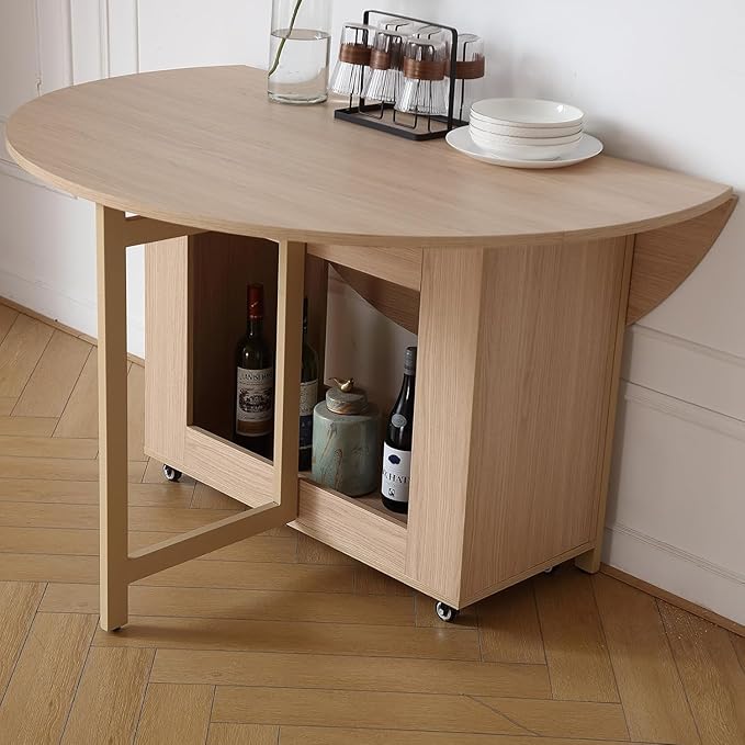 Wood Round Folding Dining Table - Image 5