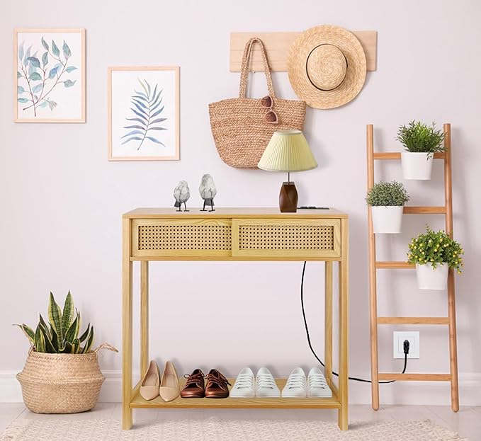 Console Table with Charging Station, Small Vanity Desk - Image 6