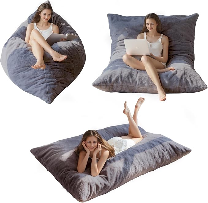 BYBYME 3 in 1 Bean Bag Chair, Convertible Chair Folds from Bean Bag to Lounger - Image 8