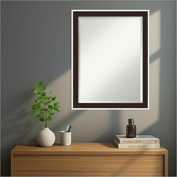 Amanti Art Wall Mirror 27x21 Maya Espresso Silver Rectangle Bathroom Mirror - Image 7