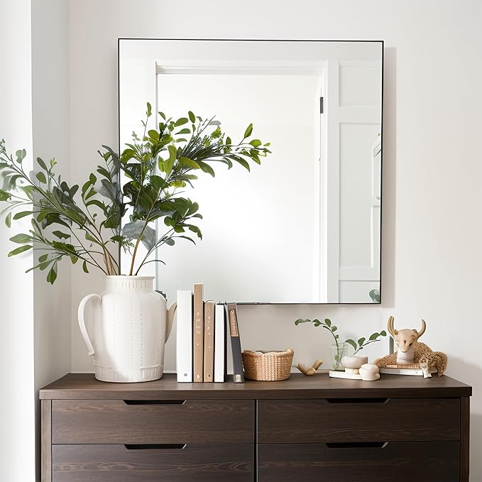 36x36 Inch Black Bathroom Mirror by Bonverre