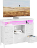 7 Drawer Dresser TV Stand with Power Outlets and LED Lights, Entertainment by J-yaamiZz