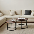 FAHKNS Nesting Coffee Table Set of 2, 27.56" & 19.68" Round Simple Industrial by FAHKNS