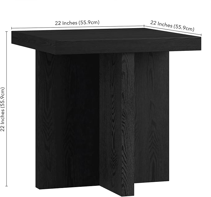 Henn&Hart 22" Wide Square Side Table in Natural Black, - Image 3
