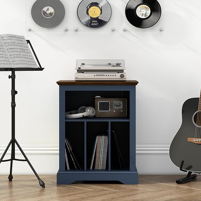 Record Player Stand with Vinyl Record Storage, Large Wood Turntable Stand - Image 7