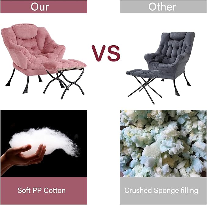 LITA Lazy Chair with Ottoman, Modern Accent Leisure Upholstered Sofa Chair - Image 6