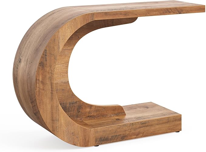 LITTLE TREE 43.3-Inch Farmhouse Console Table, 2-Tier C-Shaped Sofa Table - Image 8