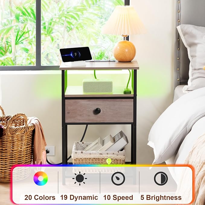 Night Stand Set 2, LED Nightstand - Image 5
