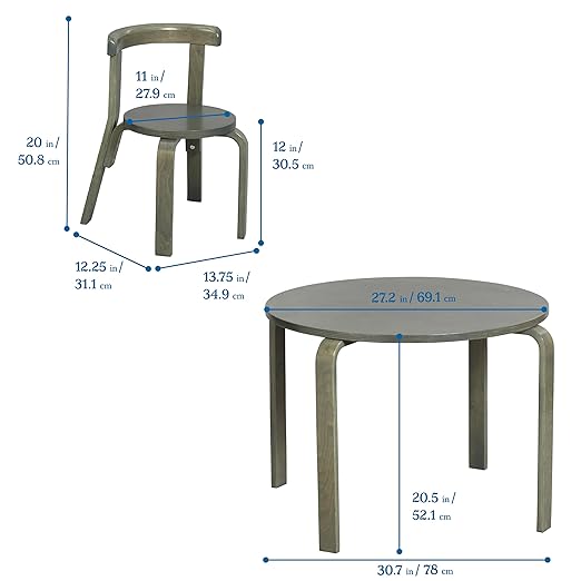 ECR4Kids Bentwood Round Table and Curved Back Chair Set, Kids Furniture - Image 2