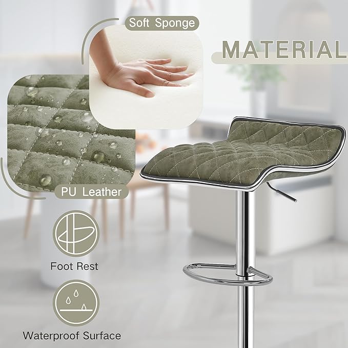 VECELO Adjustable Bar Stools Set of 2, Bar Height Stools - Image 4