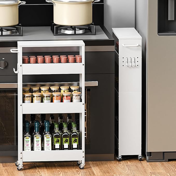 Slim Storage Cart, 4 Tier Rolling Kitchen Cart on Wheels - Image 7
