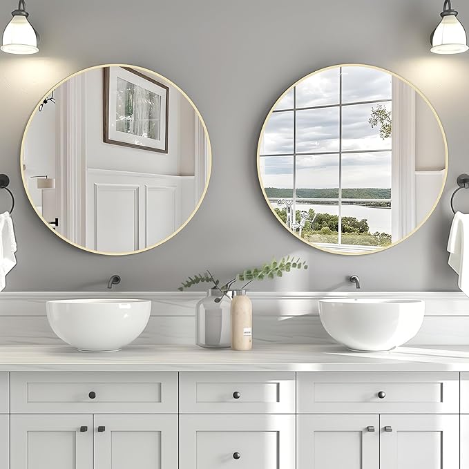 HOMECOOKIN Round Wall Mirror 24" Gold Circle Mirror - Image 3