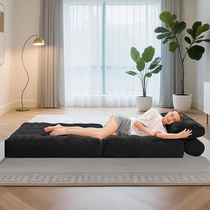 HABUTWAY Folding Sofa Bed, Convertible Sleeper Chair Bed w/Dual-Pillow & Handle - Image 5