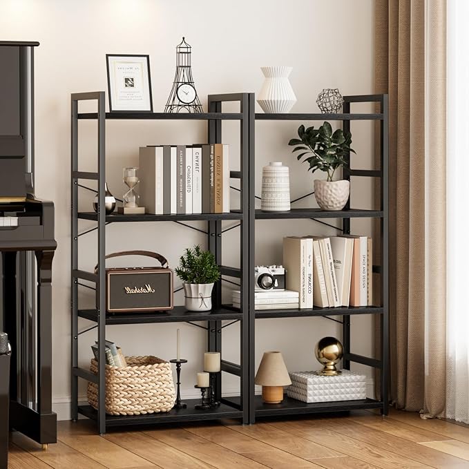 NUMENN 4 Tier Small Bookshelf, Industrial Bookcase Shelf Storage Organizer - Image 5