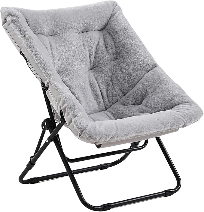 Comfy Folded Chair, Soft Faux Fur Oversized Folding Accent Chair, Flexible by Givjoy
